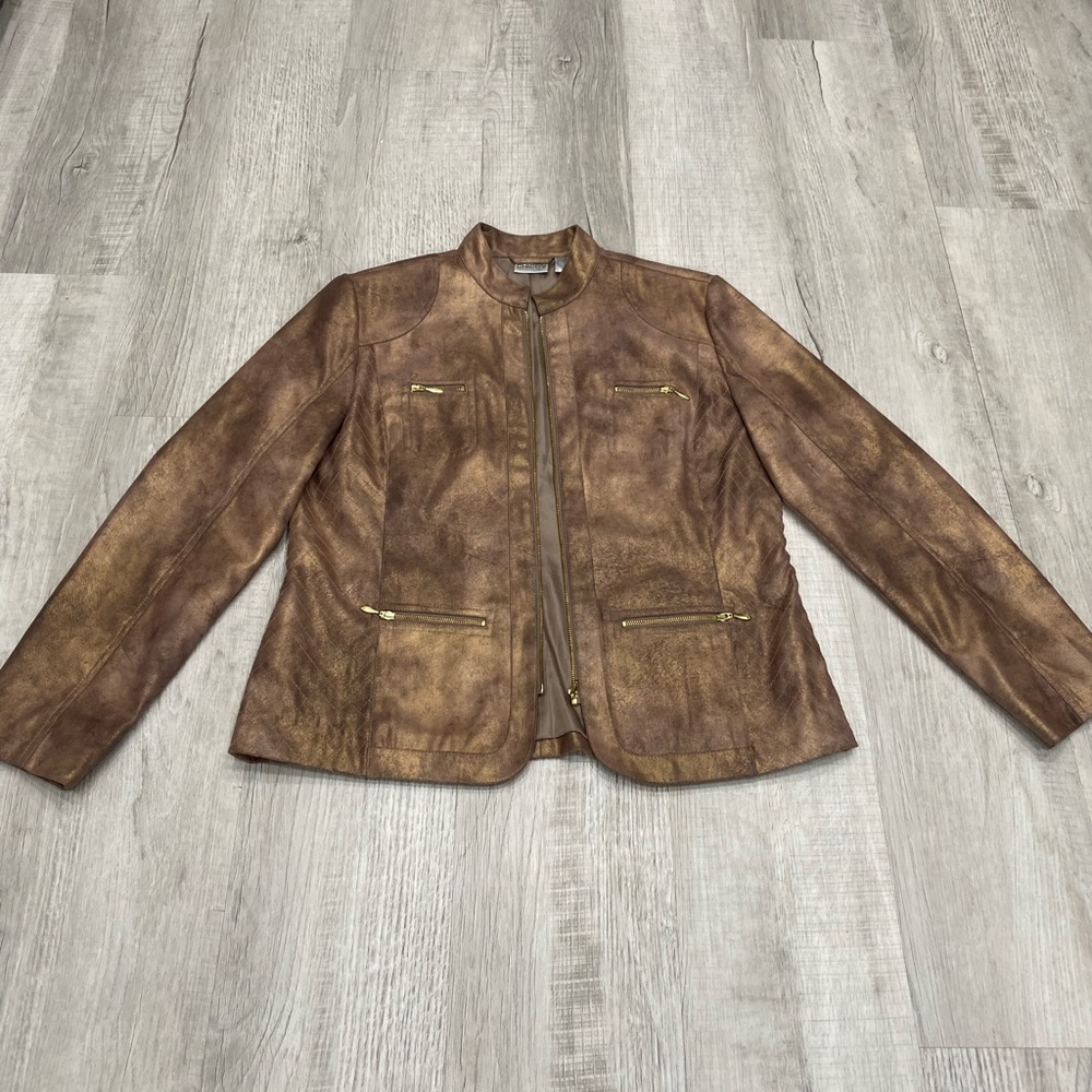 2/$30 Metallic Brown &Gold Quilted Detail Jacket